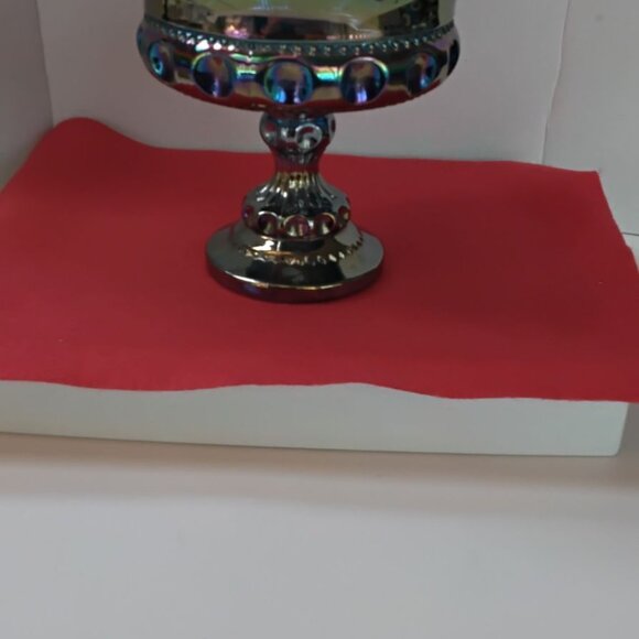 Indiana Glass Iridescent blue compote bowl (Thumb Print Design) - Picture 5 of 5